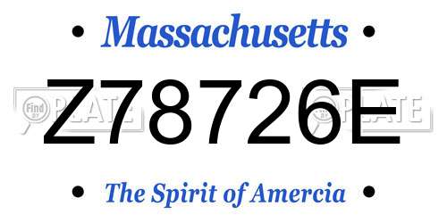 Z78726E Massachusetts License Plate