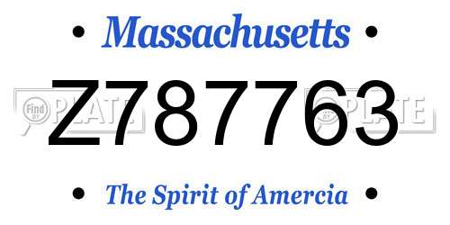 Z787763 Massachusetts License Plate