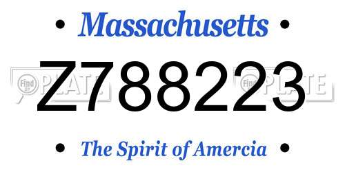 Z788223 Massachusetts License Plate