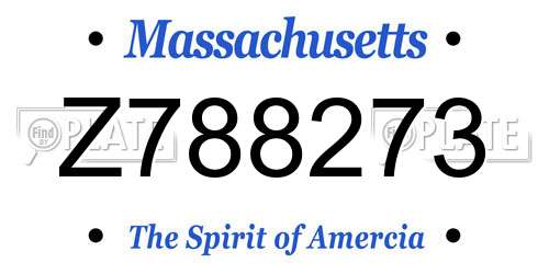 Z788273 Massachusetts License Plate