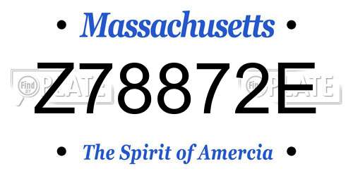 Z78872E Massachusetts License Plate