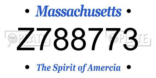 Z788773 Massachusetts License Plate