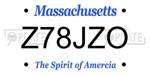 Z78JZO Massachusetts License Plate