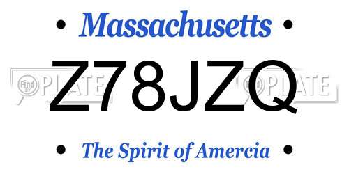 Z78JZQ Massachusetts License Plate