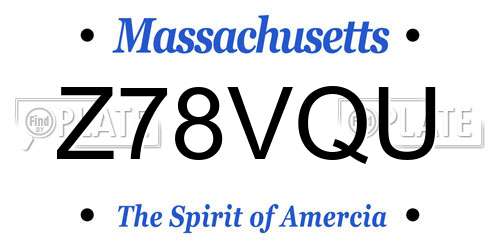 Z78VQU Massachusetts License Plate