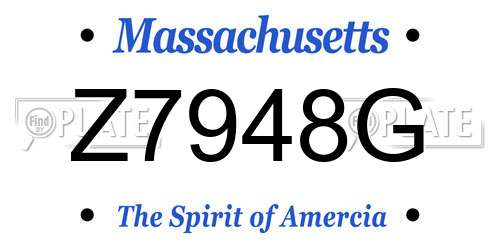 Z7948G Massachusetts License Plate