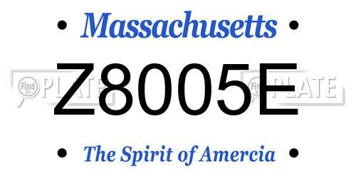 Z8005E Massachusetts License Plate