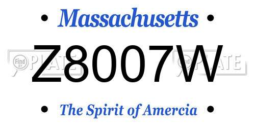 Z8007W Massachusetts License Plate
