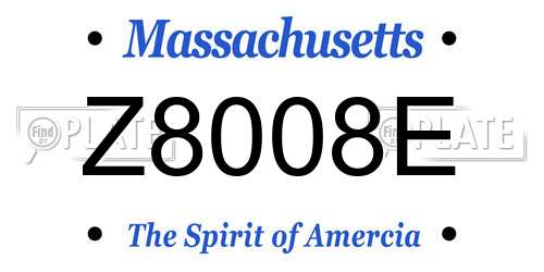 Z8008E Massachusetts License Plate