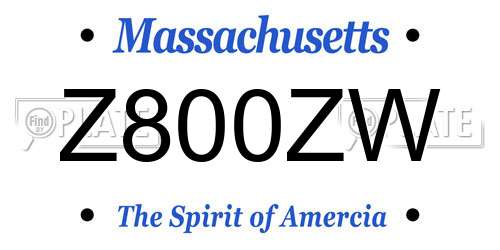 Z800ZW Massachusetts License Plate