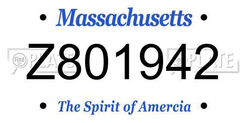 Z801942 Massachusetts License Plate