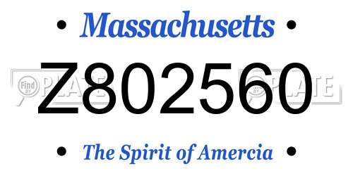 Z802560 Massachusetts License Plate