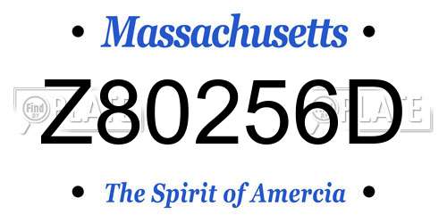 Z80256D Massachusetts License Plate