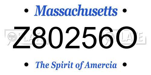 Z80256O Massachusetts License Plate