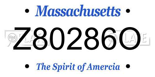 Z80286O Massachusetts License Plate