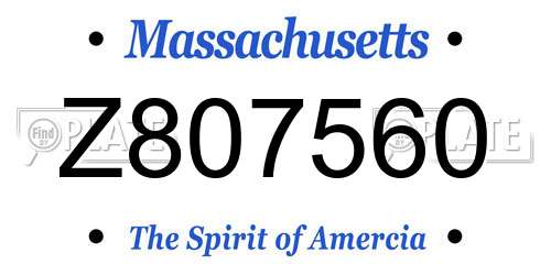 Z807560 Massachusetts License Plate