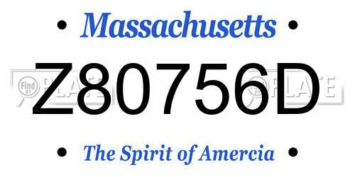 Z80756D Massachusetts License Plate