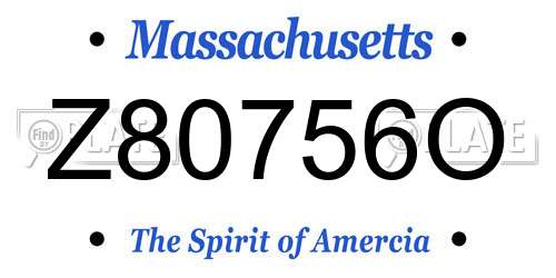 Z80756O Massachusetts License Plate