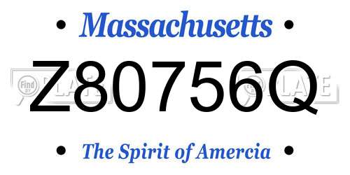 Z80756Q Massachusetts License Plate