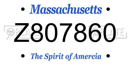 Z807860 Massachusetts License Plate