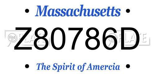 Z80786D Massachusetts License Plate