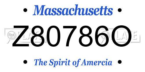 Z80786O Massachusetts License Plate