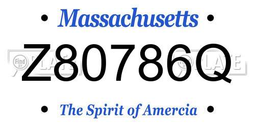 Z80786Q Massachusetts License Plate