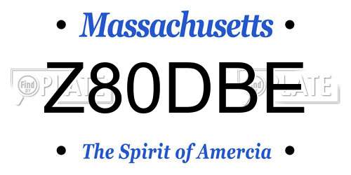 Z80DBE Massachusetts License Plate