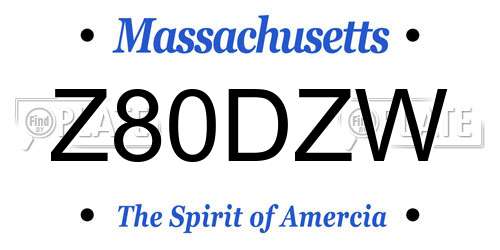 Z80DZW Massachusetts License Plate