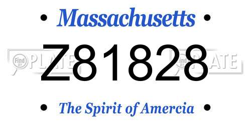 Z81828 Massachusetts License Plate