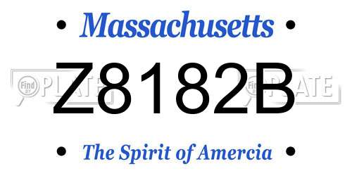 Z8182B Massachusetts License Plate