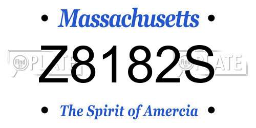 Z8182S Massachusetts License Plate