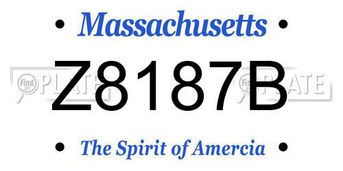Z8187B Massachusetts License Plate
