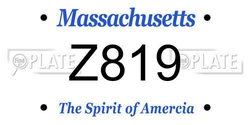 Z819 Massachusetts License Plate