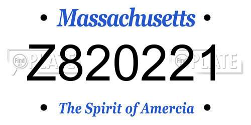 Z820221 Massachusetts License Plate