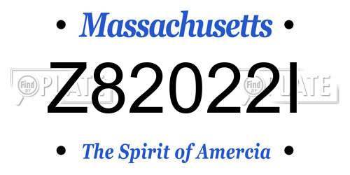 Z82022I Massachusetts License Plate