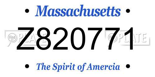 Z820771 Massachusetts License Plate