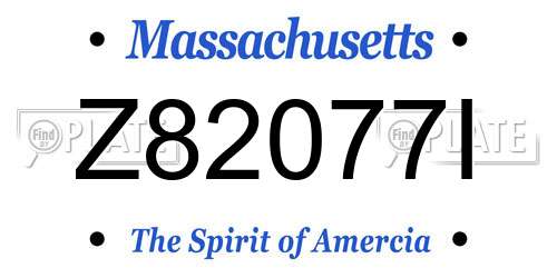 Z82077I Massachusetts License Plate