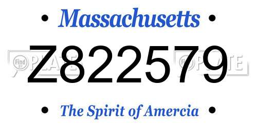 Z822579 Massachusetts License Plate