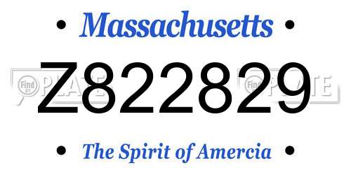 Z822829 Massachusetts License Plate
