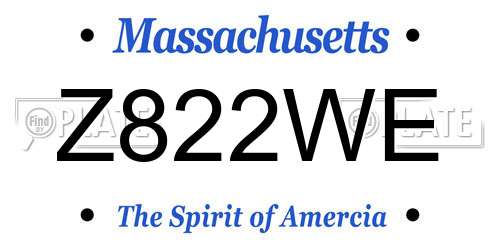 Z822WE Massachusetts License Plate