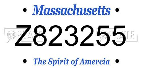 Z823255 Massachusetts License Plate