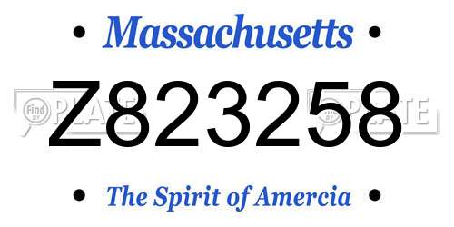 Z823258 Massachusetts License Plate