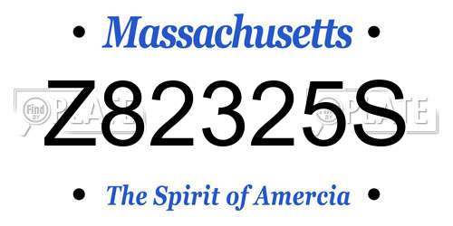 Z82325S Massachusetts License Plate