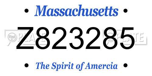 Z823285 Massachusetts License Plate