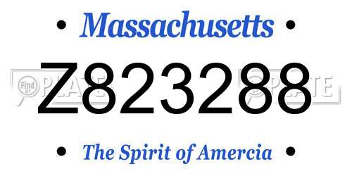 Z823288 Massachusetts License Plate