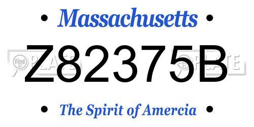 Z82375B Massachusetts License Plate