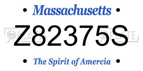 Z82375S Massachusetts License Plate