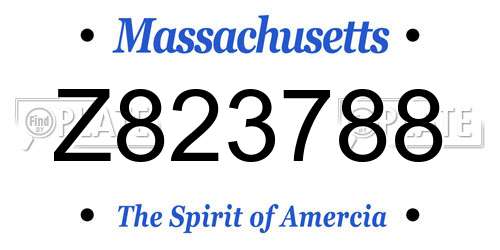 Z823788 Massachusetts License Plate
