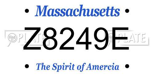 Z8249E Massachusetts License Plate